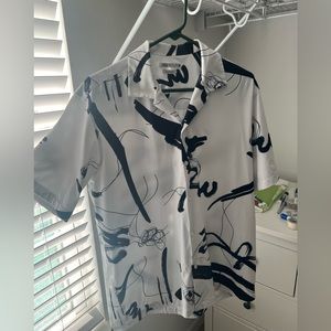 ZARA Night Shirt // button up // SIZE LARGE // WHITE & BLACK